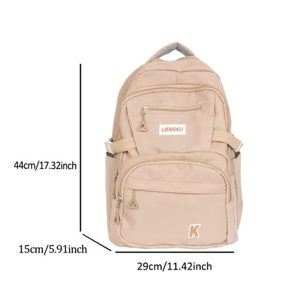 Simple and Stylish College Student Backpack Nylon Lightweight Large Capacity Computer Backpack School Commuting Travel Bag