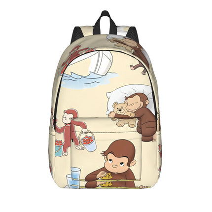 Curious George Dessert Activity Stickers Backpack  Travel Backpacks Girl Kawaii School Bags Designer Big Rucksack