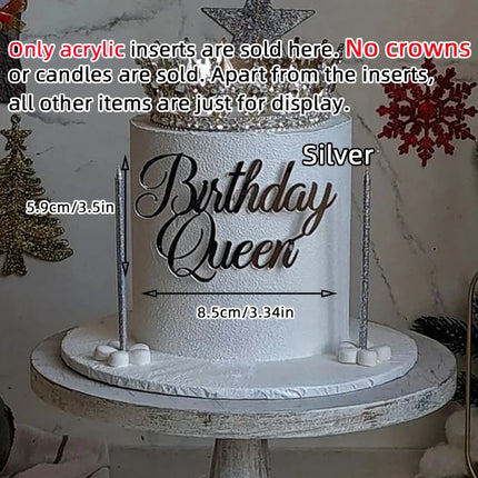 Princess Queen Theme Acrylic Cake Topper for Girls Sweet 16 Mitzvah Baby Shower Birthday Cake Decor Party Celebration Supplies