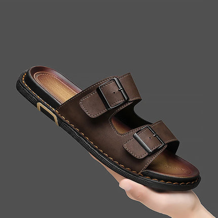 Shoes Men Sandals Slippers Sneaker Leather Men's Sneakers Summer Beach Shoes Sandals For Male Large Size Black Casual Sandals