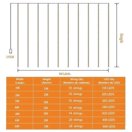Curtain Lights 300/600LED Dimmable Fairy Lights with Remote and Timer 8 Modes USB Powered String Lights for Room Wall Party Xmas