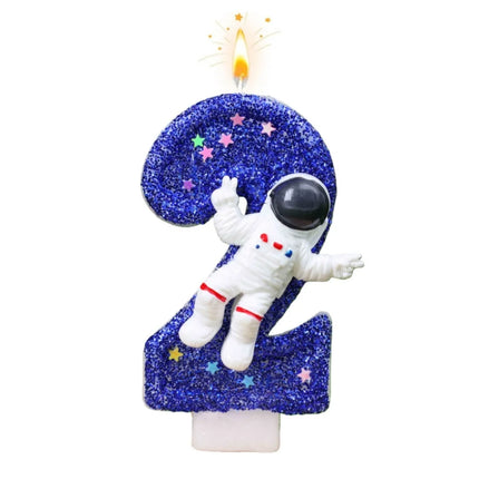 New 0-9 Number Birthday Candles original Starry Sky Astronaut birthday cake digital party anniversary candle decoration