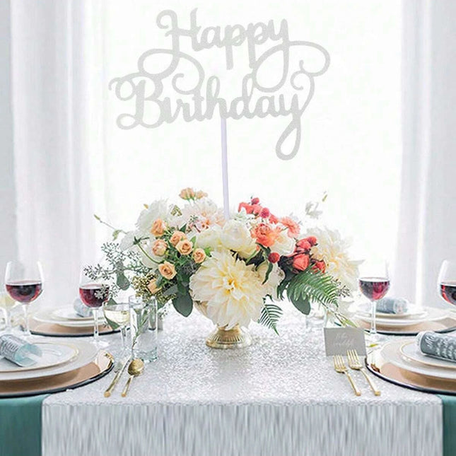 10pcs Glitter Frosted Reflective Pattern Happy Birthday One-Piece Letter Cake Flag Birthday Party Cake Decoration
