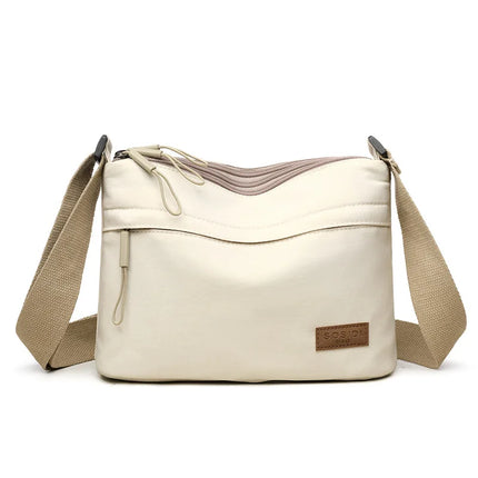 3 Main Pockets High Capacity Shoulder Crossbody Bag for Women Multi-pocket Purse Canvas Handbag Suitable for Mothers Shopping