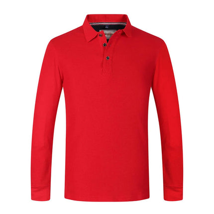 100% Cotton DIY Solid Color Men's Sports Polo Shirt Custom Logo Print Embroidery Your Design Long Sleeve Clothing