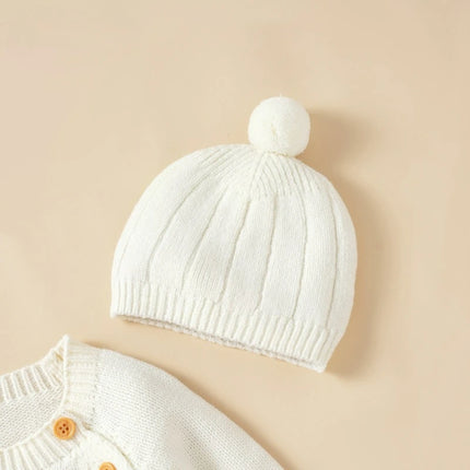 Baby Knitted Jumpsuit with Hat Custom Embroidered Name Newborn Boys Girls Birth Gift Sweater Personalized Cute Crawling Suit Set