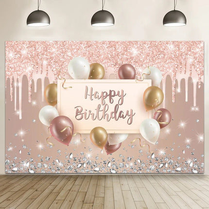Happy Birthday Banner Backdrop Shiny Diamonds 18th Birthday Decoration Canvas 30th Party Photography Background