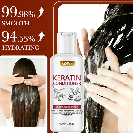 GSWP Keratin Shampoo and Conditioner Set, Deeply Clean the Scalp and Moisturise the Hair, Make the Hair Soft and Shiny. 200ml