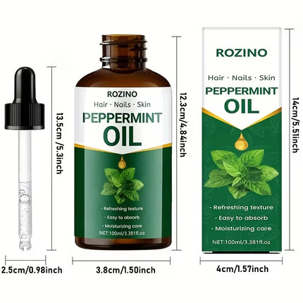 Peppermint Essential Oil: 100% Pure Plant Essential Oil, Suitable for Massage, Shower, Skin Care, Face, Body, Nail, Hair And Eyelash Care. General Use