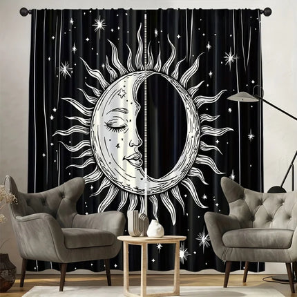VIKAMA 2 Sets Of Bohemian-Style Curtains, For Room And Living Room Decoration, Blackout Curtains For Home Decoration