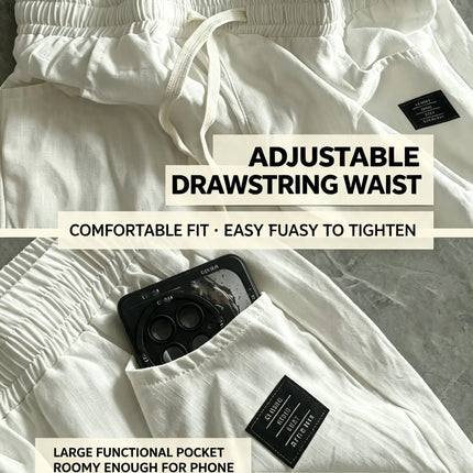 Men Baggy Pants Cotton Linen Loose‑Fit Trousers High‑Quality Retro Streetwear Male Casual Solid Color Wide Leg Daily‑Wear Pants