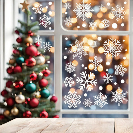2025 Merry Christmas Decoration White Snowflake Window for Home Wall Window Sticker Ornaments Garland New Year wall stickers