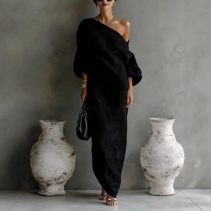 Women Dresses 2026 Spring/Summer New Fashion High-End Long-Sleeved Off Shoulder Mid-Waist Long Dress Women's Clothing Vestidoes