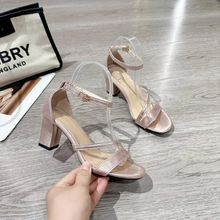 One-line Buckle High-heeled Sandals Summer Casual Versatile Comfortable Women's Shoes New Fashion Square-heeled Women Sandals