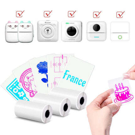 Transparent Adhesive Thermal Printing Paper Glossy Clear Label Roll for Mini Thermal Printers