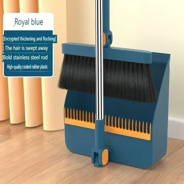 1 Set Dustpan and Long Handle Rotatable Broom Set - Efficient Floor Cleaning Tool with Comb Tooth for Hard Floors - Perfect for
