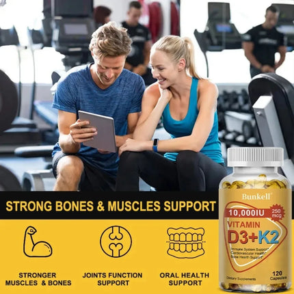 Natural Vitamin D3 K2 Softgels for Heart, Joint and Bone Health, D3 K2 Multivitamin Supplement