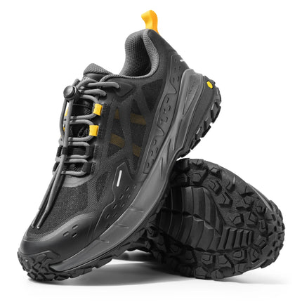 FitVille Men's Wide Waterproof Hiking Shoes, Slip-Resistant  Non-slip All-Terrain Trekking Trainers with Quick Lace, Walking Sneakers for Travel, Camping and Running