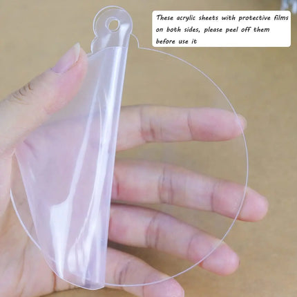 50pcs 3 Inch Clear Blank Acrylic Christmas Ornaments 2023 Unfinished Round Acrylic Christmas Ornaments For DIY Craft Hanging Orn