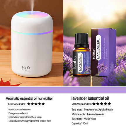 300ml Aromatherapy Diffuser Humidifier Air Purifier Car Home Use Seven-color Light Aromatherapy Essential Oil
