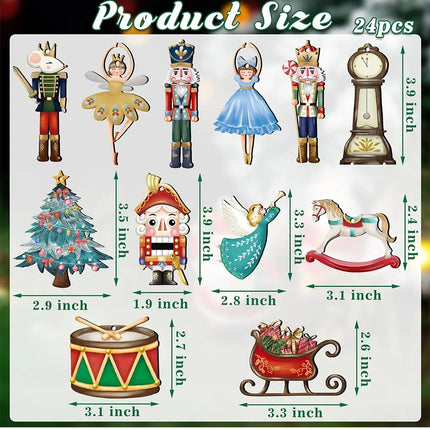 12Pcs/Set Wooden Nutcracker Puppet Pendant Christmas Nutcracker Soldier Pendant Christmas Tree Hanging New Year Home Decoration