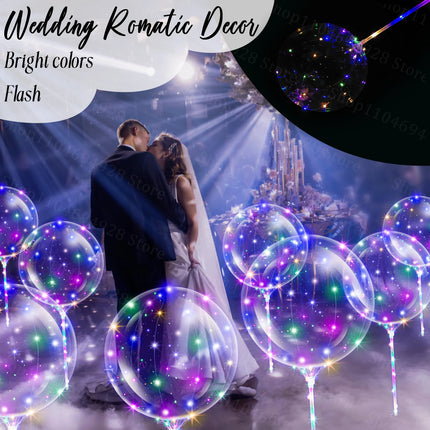 10-100Sets Led Balloons with Batteries Light Up Clear Glow Balloons for Wedding Birthday Prom Baby Shower Glow Stick Party Decor