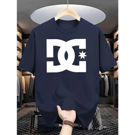 Casual Letter Pattern Print Tee Polyester Anti Wrinkle Short Sleeve Men Women Daily Tshirt