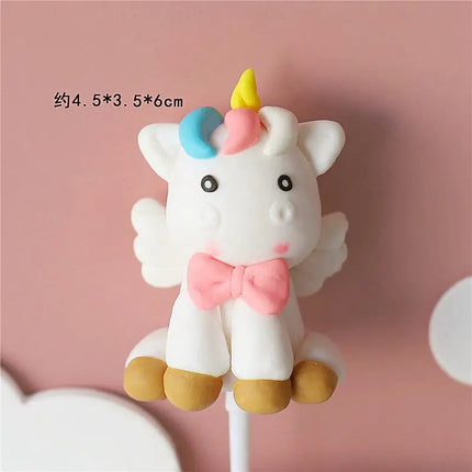 Rainbow Unicorn Cake Topper Birthday Cake Ornament Girl Unicorn Baby Shower 1st Birthday Party Kid Cake Dessert Christening Gift