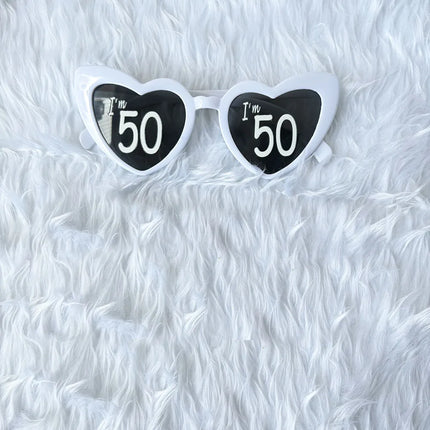I'm 30th 40th 50th 60th Birthday Party Glasses Personalised Heart Shaped Sunglasses for Women Men Birthday Gift Party Supplies