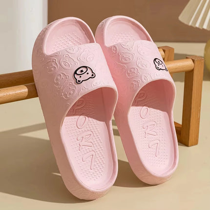 Summer Fashion Men's Slippers Printting Little Bear Sandals Indoor Bathroom Non-slip Soft Women Dormitory Casual Shoes Couple