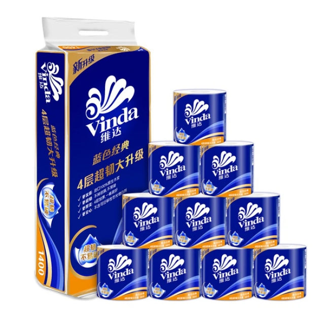 10-30 Rolls Of Vinda Paper, 4 Layers, 140g Per Roll, Blue Household Toilet Paper, Roll Paper, Stock Selection
