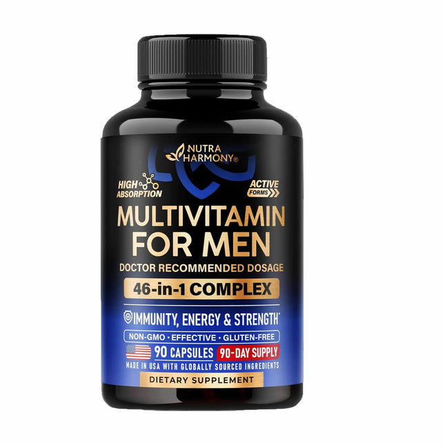 Multivitamin for Men - Energy, Focus & Brain | Men's Health Complex - 46in1 Mens Multivitamin - 90 Capsules, 1/Day