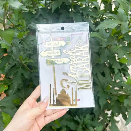 Mubarak Hajj Mubarak Letter Cake Topper Gold Color Acrylic Cake Decoration Birthday Cake Charms Personalized Umrah