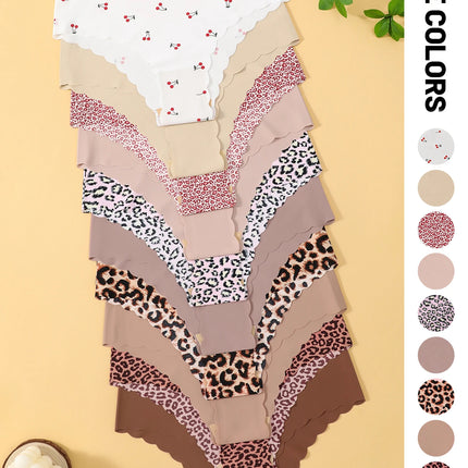 10pcs Women Seamless Wavy Edge Breathable Comfortable Soft Fabric Sexy Triangle Panties