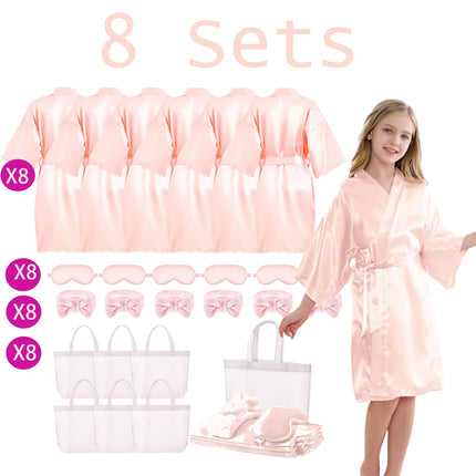 6/10/12Sets Spa Party Robes for Girls Kimono Girls Robe Gowns Kids Birthday Party Supplies Favors Sleepover Slumber Pajamas Part