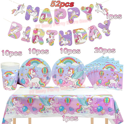Kids Girls Unicorn Birthday Party Decoration Plate Cup Happy 1st Unicorn 3D Balloon Kid Favors Gift Wedding Baby Shower Supplies