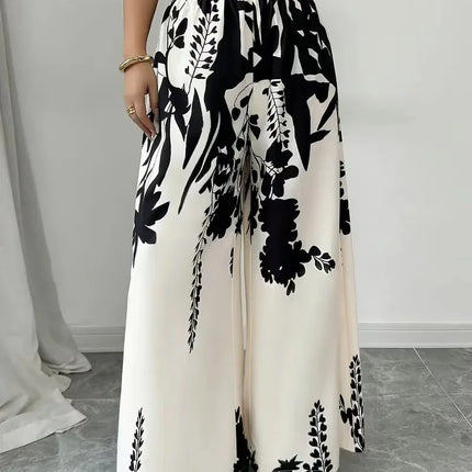 Dresses For Women Black And White Flowers Print Long Sleeve Ruffled Collar Elegant Dress Lace Up A-Line Dress 2026 Spring New