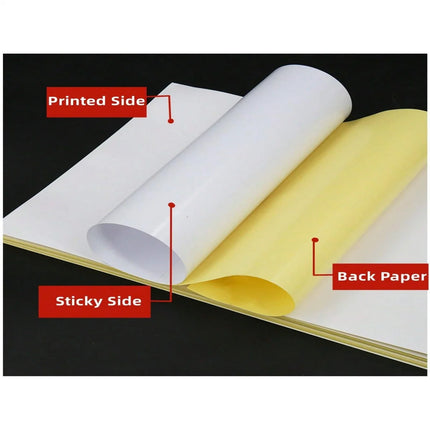 50pcs A4 glossy self-adhesive label paper printable, inkjet printer and laser printer, bright white, quick-drying, suitable for
