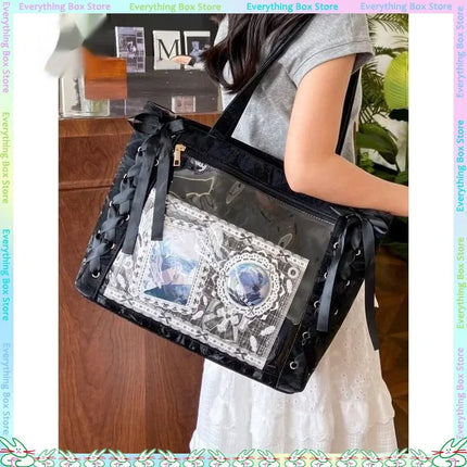 New Versatile Fashion Ribbon Itabag Large Capacity Green Large Food Anime Millet Bag Daily One Shoulder Tote Bag