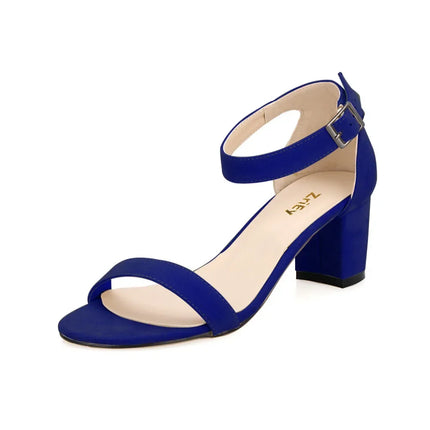 Women Sandals Ankle Strap Suede 5cm High Heels Open Toe Sandals Sexy Low-heeled Ladies Cause Party Pumps Party Wedding Shoes