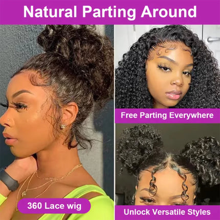 Invisi Strap HD 360 Full Lace Wig Human Hair 250 Density Pre Cut 360 Lace Front Wig Deep Curly Glueless Wig Human Hair Wig