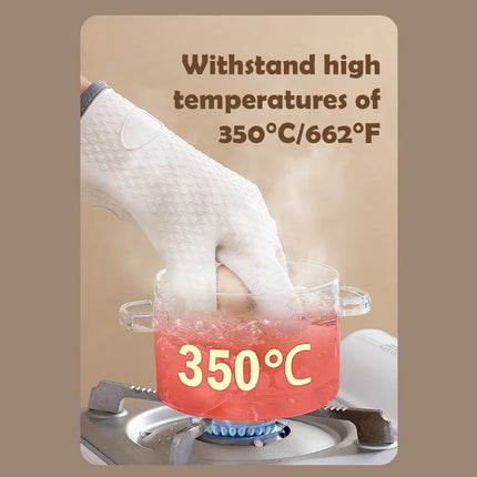 Anti-scald Silicone Oven Mitts for Kitchen Non-Slip Insulated Microwave Gloves for Baking BBQ Gloves Heat Insulation Mittens