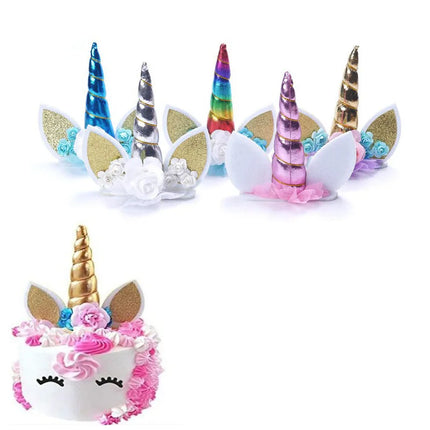 New Unicorn Happy Birthday Cake Topper Decoration Pink Gold Unicorn Kids Birthday Party Cake Toppers Baking Supplies Baby Shower