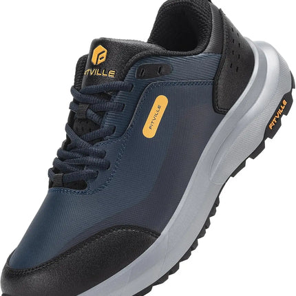 FitVille Men'S Wide Low-Top Hiking & Walking Shoes Waterproof Non-Slip Soft Toe Outdoor Work Footwear With Arch Support, Heel Pain Relief Sneakers For Long Hikes, Trekking, Trails, Wide Feet & All-Day Standing