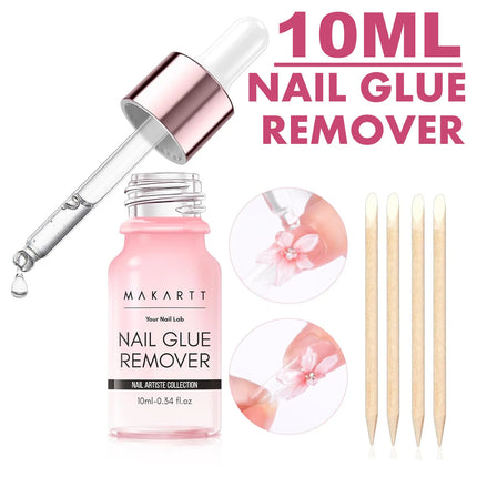 Makartt Nail Glue Remover for Press On Nails, Dissolves in 5 Mins, No Damage No Filing, Gentle Safe for Natural Nails Manicure