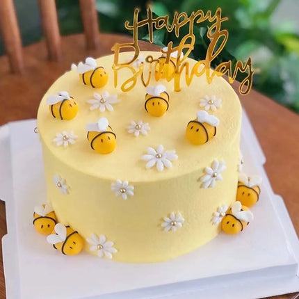 10pcs gold acrylic Happy Birthday cake toppers with birthday letters and decorations