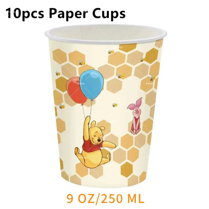Winnie The Pooh Balloons Happy Birthday Banner Decoration Yellow Bear Party Supplies Backdrop Cake Topper Disposable Tableware
