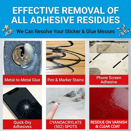 High Performance Strong Glue Remover, Pro Adhesive Dissolver for 502 Super Glue, Tape & Label Residue, Safe on Fabric and Glass