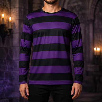 Autumn Daily Casual Stripe Long Sleeve T-shirt For Men 3D Print Contrast Color Design Round Neck T Shirts Basic Versatile Styles