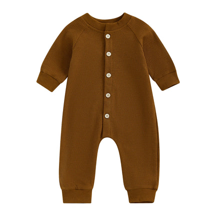 ma&baby 0-18M Newborn Infant Toddler Baby Boys Girls Jumpsuits Long Sleeve Waffle Rompers Fall Spring Clothing